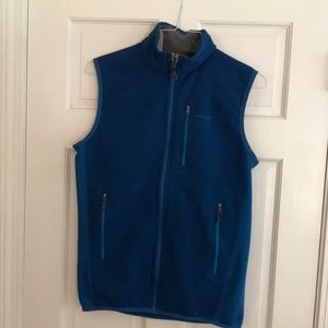 Patagonia, fleece vest, zip up, medium, blue